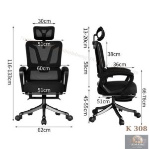 Ghế xoay văn phòng công thái học K308 lưng lưới thoáng khí cao cấp