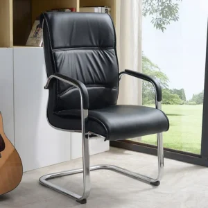 Ghế chân quỳ bọc da KQGD04 lưng cao màu đen sang trọng, chân mạ crom. sẵn kho ở Bình Dương