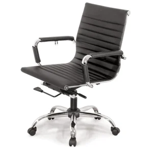 Ghế văn phòng xoay lưng da thấp VP-K08, bọc da PU, khung mạ kẽm, phù hợp cho văn phòng tại Bình Dương