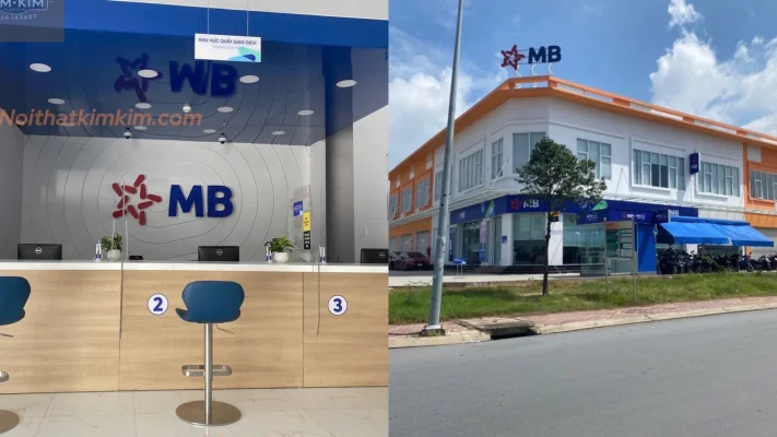 Không gian tiếp khách sang trọng tại Ngân hàng MB Tân Uyên, Bình Dương, với bộ sofa hiện đại, tạo ấn tượng tốt với khách hàng.