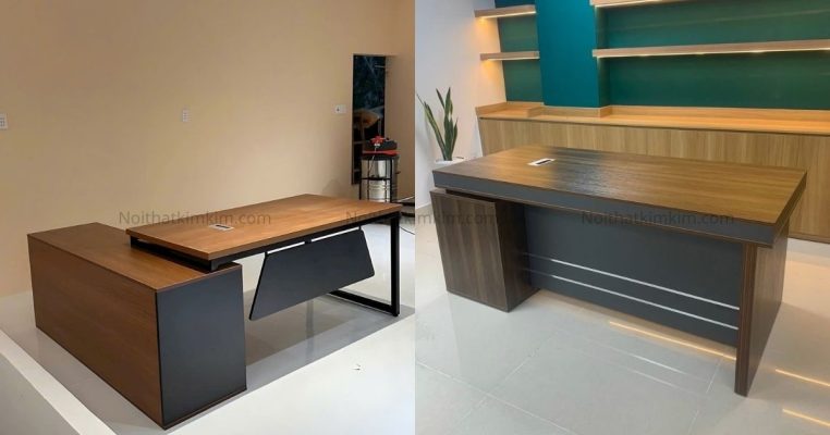 bàn làm việc chân sắt và bàn làm việc gỗ. so sánh tại xưởng bình dương