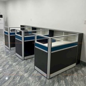 Bàn làm việc chữ L có tủ lưu trữ phù hợp văn phòng nhỏ