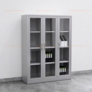 Tủ tài liệu sắt cửa kính 3 cánh hiện đại, lưu trữ hồ sơ gọn gàng