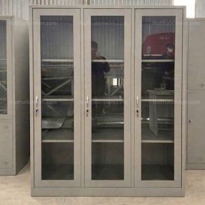Tủ sắt đựng hồ sơ 3 cánh kính bền đẹp, phù hợp văn phòng công ty