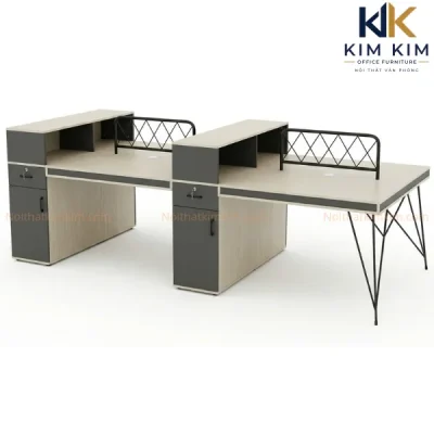 Cụm bàn làm việc 4 người chân sắt mặt hộp BC04 sang