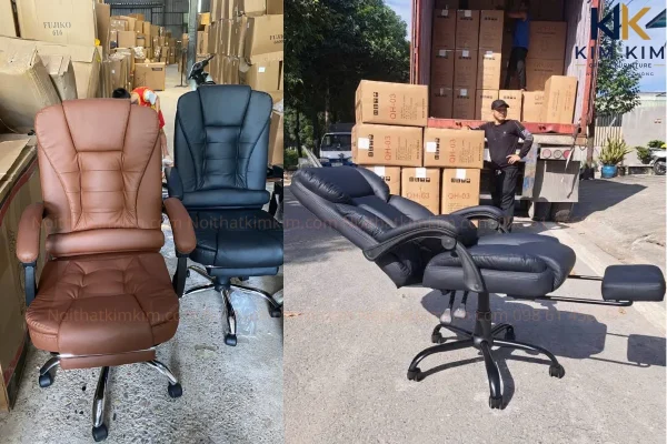 Các mẫu ghế giám đốc da thực tế tại kho Nội Thất Kim Kim