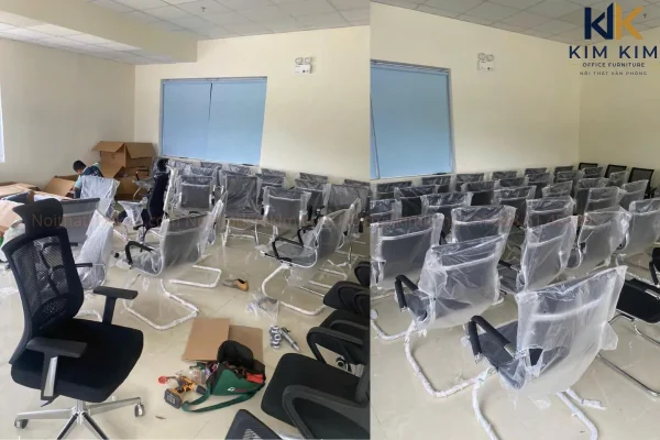 Ghế xoay và ghế chân quỳ thực tế lắp tại văn phòng ở Bình Dương